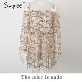 Simplee Apparel Sexy off shoulder sequin tassel summer dress 2016 beach party short dress Women backless vintage dress vestidos