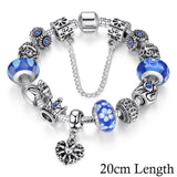 Queen Jewelry Silver Charms Bracelet & Bangles With Queen Crown Beads Bracelet for Women