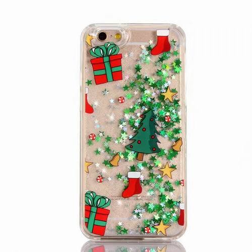 LOVECOM Glitter Stars Quicksand Christmas Tree Santa Claus Phone Case For iphone 5 5S SE 6 6S 7 Plus Hard PC Back Cover Coque