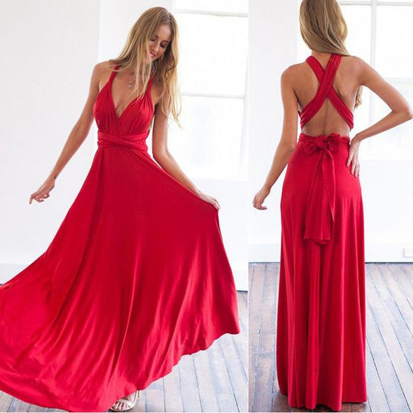 Boho Maxi Club Dress Red Bandage Long Dress